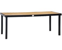 Delightness Tuintafel - Aluminium - Eettafel - Buiten - Tafel - Tuinmeubel - Voor 6/8 Personen - 190X90X74 Cm - Zwart - Houtlook