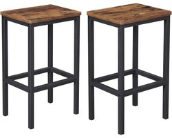 Deliqa barkrukken - 2 stuks - 65 cm hoog - rechthoek - industriële barkrukken - barstoelen - praktische voetsteun - ruimtebesparende stoelen door zijn formaat