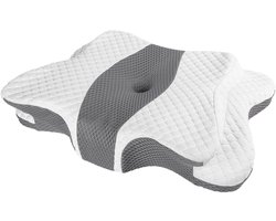 Deliqa ergonomische nekkussen - orthopedische hoofdkussen - vlinderkussen - memory foam kussen - ondersteuning schouder, rug en nek - met hoes