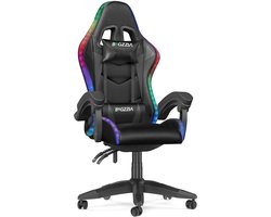 Deliqa gaming stoel - zwart - met led verlichting - gaming stoel,led licht effecten - ergonomische bureaustoel - verstelbare rugleuning - computerstoel - pc stoel - LED gamingstoel met hoofdsteun en lendensteun - comfortabel - tot 300 KG belastbaar