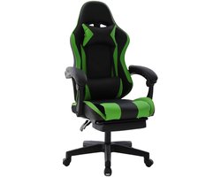 Delman Ergonomische Gaming Stoel met Voetsteun – Verstelbare Bureaustoel van PU Leer, 360° Draaibaar, Metalen Basis, Hoofdsteun & Lendenkussen – Max. Draagvermogen 150 kg