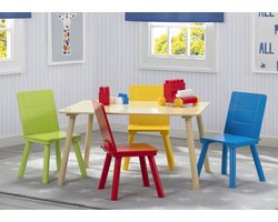 Delta Children - Kindertafel met 4 Stoelen - Kinderkamer - Duurzaam Hout - Kleurrijk