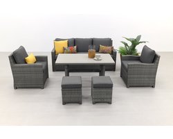 Delta lounge diningset - 6 delig- Organic grey