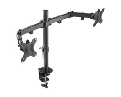 Deltaco GAM-040 - Monitor Arm - Bureaustandaard voor 2 Schermen - 13-32 inch - 90° Zwenkbaar - Zwart