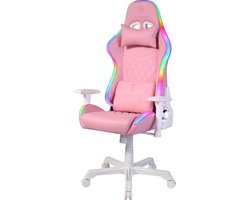 Deltaco PCH90 Gaming Stoel - Rug- en Nekkussens - RGB - Roze