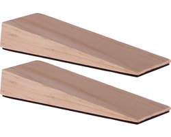 Deltafix Deurwig - 2x - hout - anti-slip - 12 x 2 cm - deurstopper