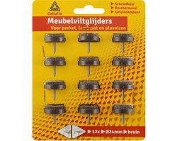 Deltafix - Meubelviltglijders - 24mm - bruin - 12 stuks - schroefbaar, beschermend en geluiddempend