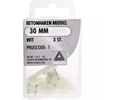 Deltafix Witte betonhaakjes - 30 mm - 3 stuks - stevige bevestiging voor beton