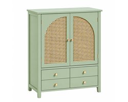 DeltaMerch Kast - Kastje - Opbergkast - Opbergkast met deuren en lades - Dressoir - Halmeubel - Ladekast - MDF - 70x90x34cm - Groen