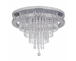 DeltaMerch Kroonluchter - Hanglamp - Plafondlamp - Plaffoniere - Kristallen uitstraling - Dimbare LED Verlichting - 30 CM - Zilver
