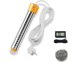 Deluqse Dompelaar - 2000W - Emmerdompelaar - Dompelaar voor Zwembad - Reisdompelaar - Met Staalspons en Thermometer - Dompelaar Waterkoker - Zwembad Verwarming - Water Verwarmer