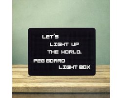 Deluxa Letterbox Led Letter Pegboard Retrostijl met 200 Letters en 200 Cijfers – 29x21cm | Woorden maken op Lichtbord | Woonaccessoires | Memobord | Prikbord