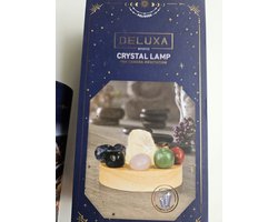 Deluxa Mystic Crystal Lamp - Chakra Lamp met Edelstenen - LED Tafellamp voor Meditatie & Sfeer - Houten Voet