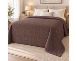 Deluxe Bedsprei 240 x 220 cm donkerbruin-druppelpatroon