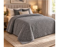 Deluxe Bedsprei 240 x 220 cm Grijs- Greca patroon