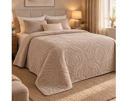 Deluxe Bedsprei 240 x 220 cm lichtbruin-druppelpatroon