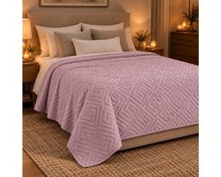 Deluxe Bedsprei 240 x 220 cm oud roze - Greca patroon