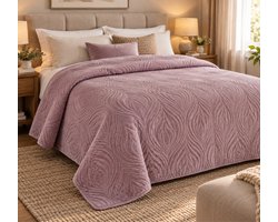 Deluxe Bedsprei 240 x 220 cm oudroze- druppelpatroon