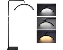 Deluxe LED Moon Light - Behandellamp - 360° Rotatie - Salonlamp - Moonlight - Behandel lamp - Incl. smartphonehouder - Beauty - Tattoo - Massage - Nagelstyliste - Make-up - Verlichting - Grootste variant! - Zwart