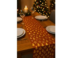 Deluxe Tafelloper Rood met goud 28X320CM-Kerst-kerst Decoratie-Tafelkleden- goud -feest-oud en nieuw- loper