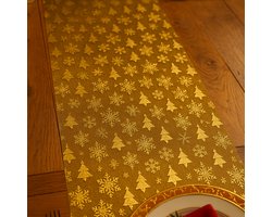 Deluxe Tafelloper Rose goud 28X320CM-Kerst-kerst Decoratie-Tafelkleden- goud -feest-oud en nieuw- loper-bling
