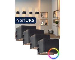 Deluxness® - Wandlamp Oplaadbaar - Wandlamp voor Binnen - met Bewegingssensor - Slaapkamer - Kinderkamer - Oplaadbare Wandlamp - Sfeerverlichting Slaapkamer - Woonkamer - 4400mah - 2700K - Batterijen Indicator - RGB Lamp - 4 stuks