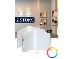 Deluxness® - Wandlamp Oplaadbaar - Wandlamp voor Binnen - met Bewegingssensor - Slaapkamer - Kinderkamer - Oplaadbare Wandlamp - Sfeerverlichting Slaapkamer - Woonkamer - 4400mah - 2700K - Batterijen Indicator - RGB Lamp - Model Wit 2 stuks