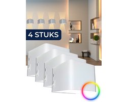 Deluxness® - Wandlamp Oplaadbaar - Wandlamp voor Binnen - met Bewegingssensor - Slaapkamer - Kinderkamer - Oplaadbare Wandlamp - Sfeerverlichting Slaapkamer - Woonkamer - 4400mah - 2700K - Batterijen Indicator - RGB Lamp - Model Wit 4 stuks
