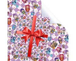 Demon Hunters cadeaupapier, 5 stuks, 51 x 75 cm, duurzaam kraftpapier, duurzaam, voor kinderverjaardagen, feestjes, opslag, feestelijke decoratie (roze)