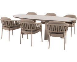 Denia Calma dining tuinset 240x105xH75 cm 7 delig keramiek latte Taste 4SO