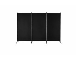 Deniva - Kamerscherm - Scheidingswand - Room Divider - 3 Panelen - Privacyscherm - Inklapbaar - 260 X 184 X 52 Cm - Zwart