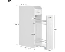 Deniva - Ladekast - Badkamer ladekast - Ladenkastje - Smalle Badkamerkast - 3 Lagen - Opbergkast - 40 X 18 X 70 Cm - Wit