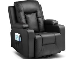 Deniva - Relaxfauteuil - Relaxstoel - TV Stoel - Verstelbaar - Lig Functie - 360° Draaibaar - Voetsteun – Zwart – 102×82 Cm