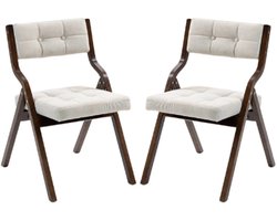 Deniva - Vouwstoellen - Klapstoelen - Klapstoelen Binnen - Met Zacht Kussen - Set Van 2 - Houten Klapstoelen - Max 150 Kg - Zwart