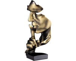 Denker standbeeld, stilte is gouden abstracte kunst standbeeld, moderne huis hars sculpture decoratie, woonkamer bureau decoratie, kantoor bureau sculpture, pee masker standbeeld (goud)