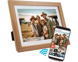 Denver Digitale Fotolijst 10.1 inch - Hout - HD - Frameo App - Fotokader - Valentijn - WiFi - 16GB - IPS Touchscreen - PFF1042LW