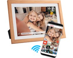 Denver Digitale Fotolijst 10.1 inch - Hout - HD - Frameo App - Fotokader - WiFi - 16GB - IPS Touchscreen - PFF1040