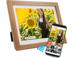 Denver Digitale Fotolijst 15.6 Inch - Hout - XL - Full HD - Frameo App - Fotokader - Digitale kalender - WiFi - 16GB - IPS Touchscreen - PFF1543LW