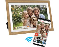 Denver Digitale Fotolijst 15.6 inch - XL - Full HD - Frameo App - Houten lijst - WiFi - 32GB - IPS Touchscreen - PFF1505