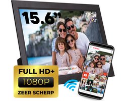 Denver Digitale Fotolijst 15.6 inch - XL - Full HD - Frameo App - Moederdag cadeautje - Fotokader - Digitale kalender - WiFi - 16GB - IPS Touchscreen - PFF1503B