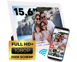 Denver Digitale Fotolijst 15.6 inch - XL - Full HD - Frameo App - Moederdag cadeautje - Fotokader - Digitale kalender - WiFi - 16GB - IPS Touchscreen - PFF1503W