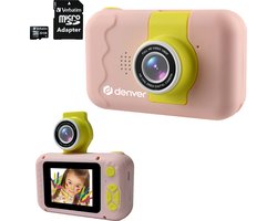 Denver Kindercamera Full HD - Incl. 32GB SD Kaart - Flip Lens voor Selfies - 40MP - Digitale Camera Kinderen - Foto en Video - Spelletjes - KCA1350 - Roze