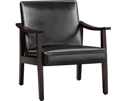 Denz Home - Comfortabele Relaxfauteuil – Retro Lounge Stoel met Armleuningen – Gestoffeerde Leesstoel & Televisiefauteuil – Tot 136 kg Draagkracht – Voor Woonkamer - Zwart