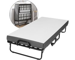 Denz Home - Opklapbed 90x200 cm – Vouwbed - Logeerbed – inclusief Traagschuimmatras / Memory Foam Matras ca. 13cm - Inklapbaar Logeerbed - Eenpersoonsbed
