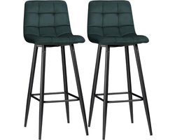 Denz Home - Set van 2 Barkrukken met Voetsteun – Zithoogte 77 cm, Belastbaar tot 120 kg, Donkergroen