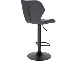 Denz Home - Set van 2 Barkrukken – Verstelbaar in hoogte (60–82 cm) – 360° draaibaar – Met rugleuning & voetensteun – Velvet barstoelen – Donkergrijs