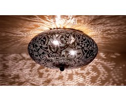 DePauwWonen - Ameera Plafondlamp - Industriële Plafondlamp - Plafonniére Filigrain - 1 Lichts - E27 Fitting - Plafondlamp Eetkamer, Woonkamer, Slaapkamer - Metaal - 25 cm - Zwart/Goud