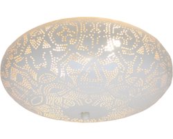 DePauwWonen - Ameera Plafondlamp - Industriële Plafondlamp - Plafonniére Filigrain - 1 Lichts - E27 Fitting - Plafondlamp Eetkamer, Woonkamer, Slaapkamer - Metaal - 25 cm - Wit/Goud