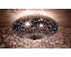 DePauwWonen - Ameera Plafondlamp - Industriële Plafondlamp - Plafonniére Filigrain - 1 Lichts - E27 Fitting - Plafondlamp Eetkamer, Woonkamer, Slaapkamer - Metaal - 38 cm - Vintage Zilver