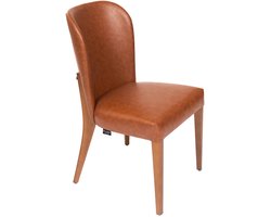 DepotHome Alberto - Eetkamerstoel set van 2 – Cognac PU Leer – Houten Poten – Restaurant of huis